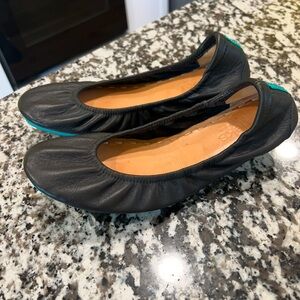 Tieks Black Flats with Pleated Toe Design